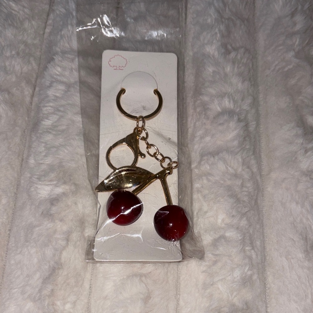 Gold Cherry Keychain or bag Charm. New